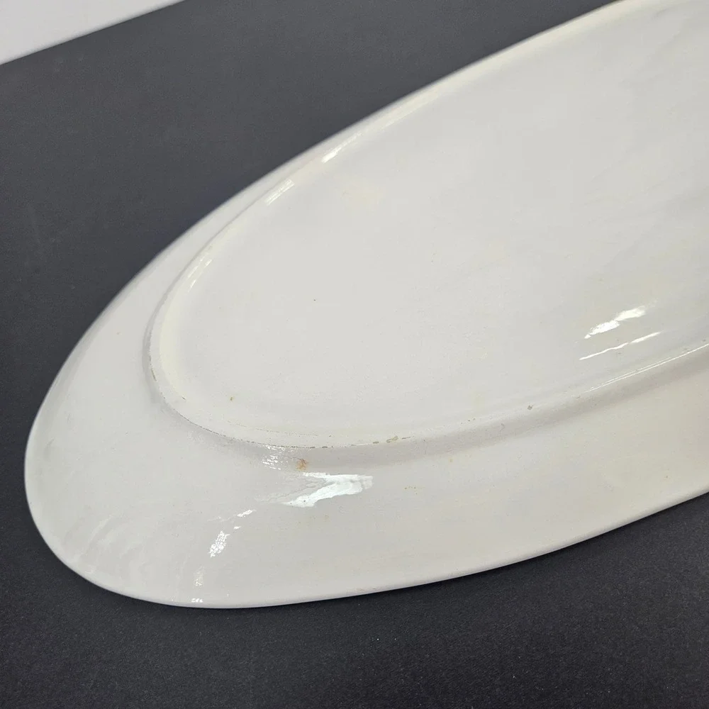 Vintage Lg White Ceramic Fish Platter Oval Serving Tray Decor Made in Italy 17in